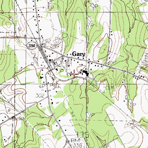 Topographic Map of Town of Gary City, TX
