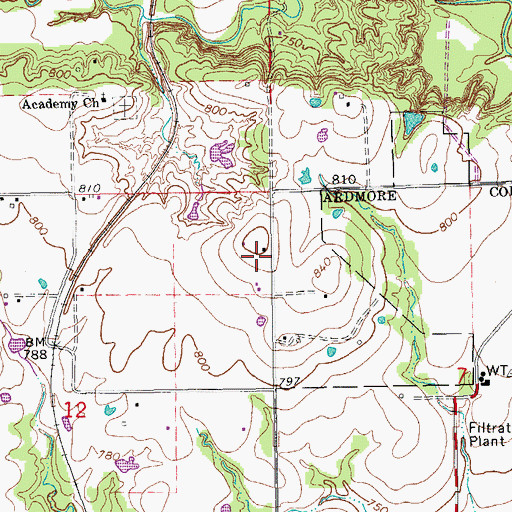 Topographic Map of Town of Gene Autry, OK