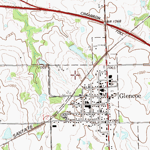 Topographic Map of Town of Glencoe, OK