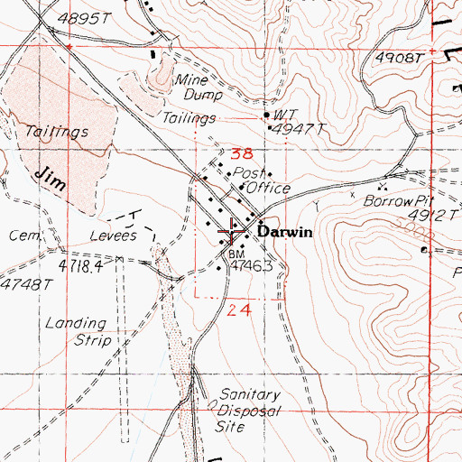 Topographic Map of Darwin, CA