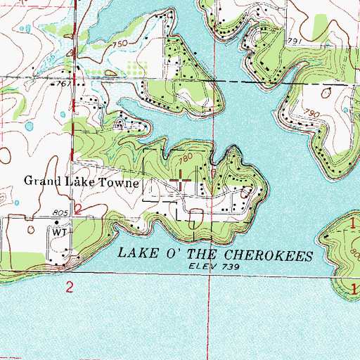 Topographic Map of Town of Grand Lake Towne, OK