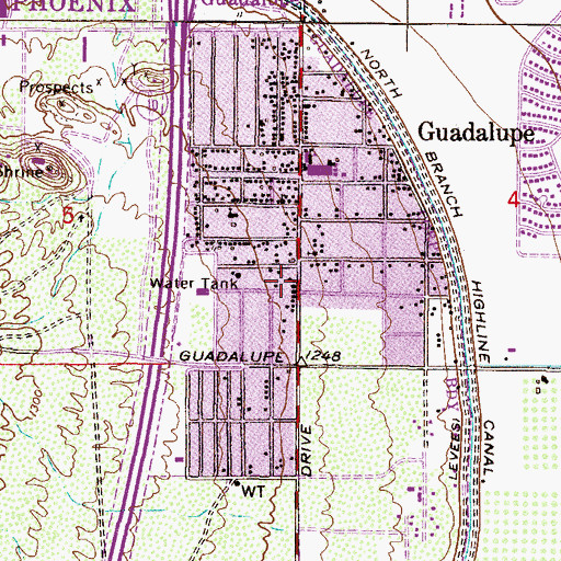 Topographic Map of Town of Guadalupe, AZ