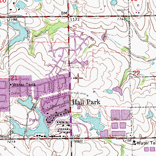 Topographic Map of Town of Hall Park (historical), OK