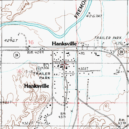 Topographic Map of Town of Hanksville, UT