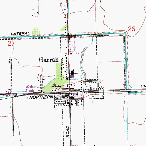 Topographic Map of Town of Harrah, WA