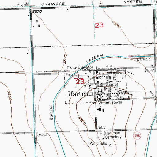 Topographic Map of Town of Hartman, CO