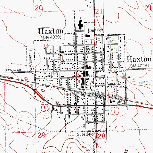 Topographic Map of Town of Haxtun, CO