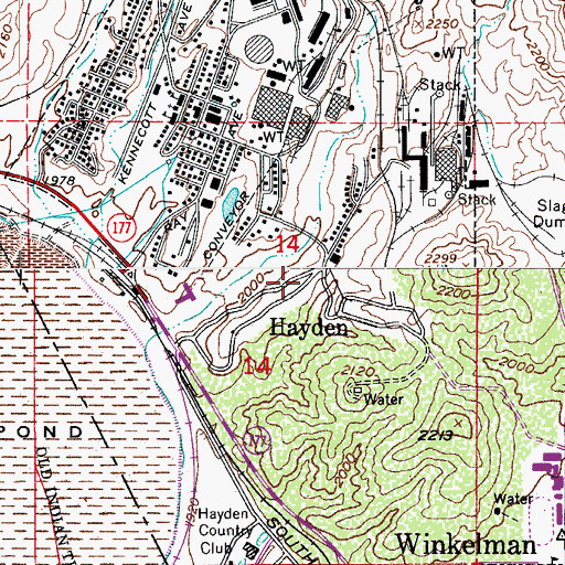 Topographic Map of Town of Hayden, AZ