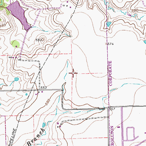 Topographic Map of Town of Hebron, TX