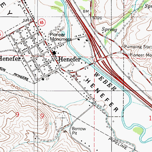 Topographic Map of Town of Henefer, UT