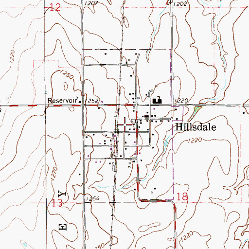 Topographic Map of Town of Hillsdale, OK