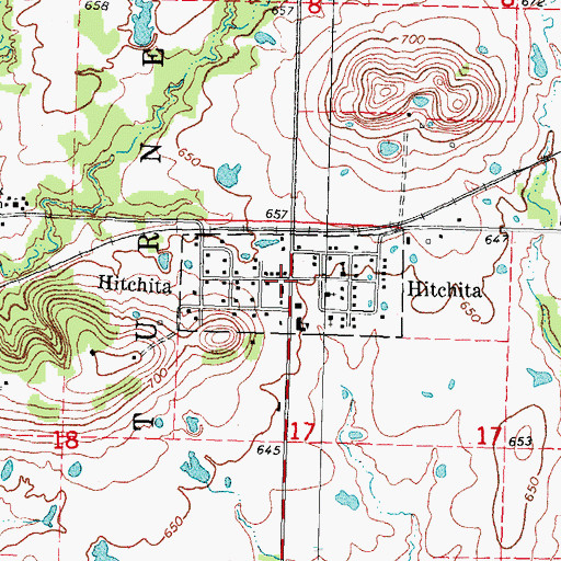 Topographic Map of Town of Hitchita, OK