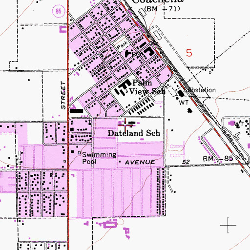 Topographic Map of Bobby Duke Middle School, CA