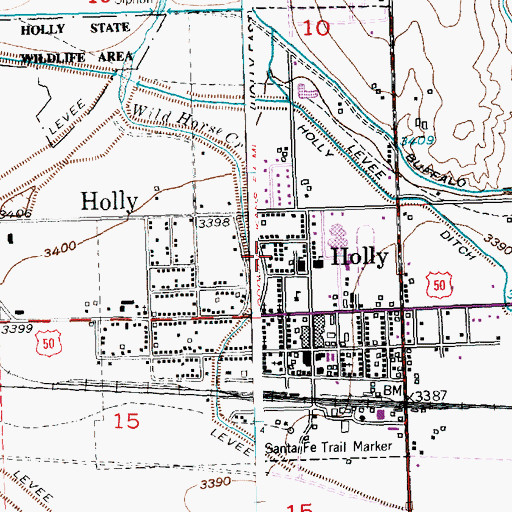 Topographic Map of Town of Holly, CO