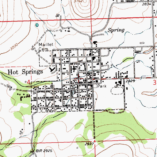 Topographic Map of Town of Hot Springs, MT