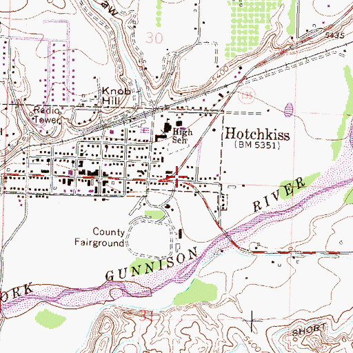 Topographic Map of Town of Hotchkiss, CO