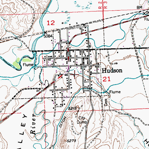 Topographic Map of Town of Hudson, WY