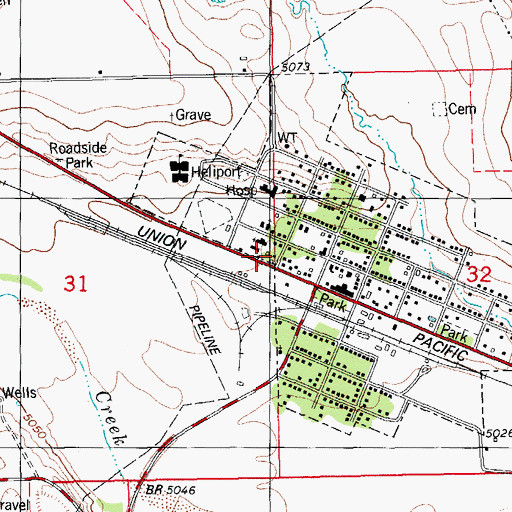 Topographic Map of Town of Hugo, CO