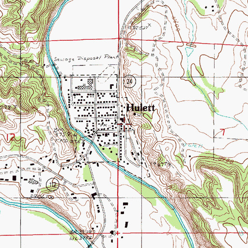 Topographic Map of Town of Hulett, WY