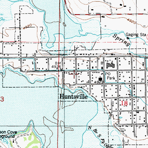 Topographic Map of Town of Huntsville, UT