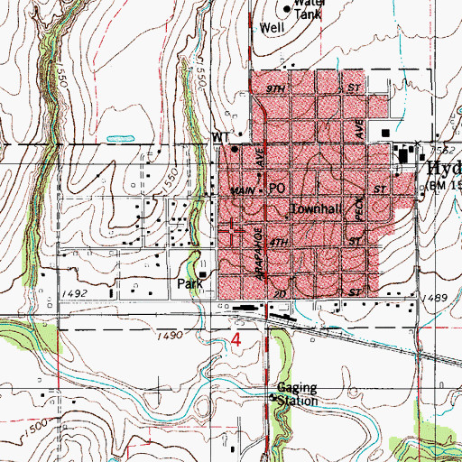 Topographic Map of Town of Hydro, OK