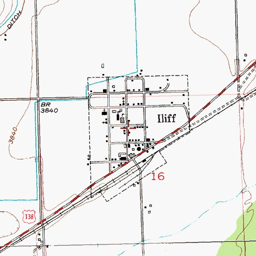 Topographic Map of Town of Iliff, CO