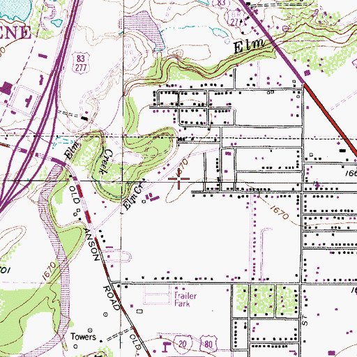 Topographic Map of Town of Impact, TX