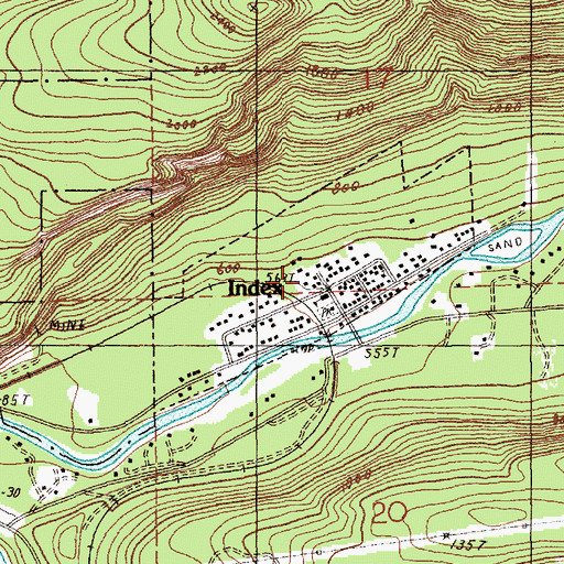 Topographic Map of Town of Index, WA