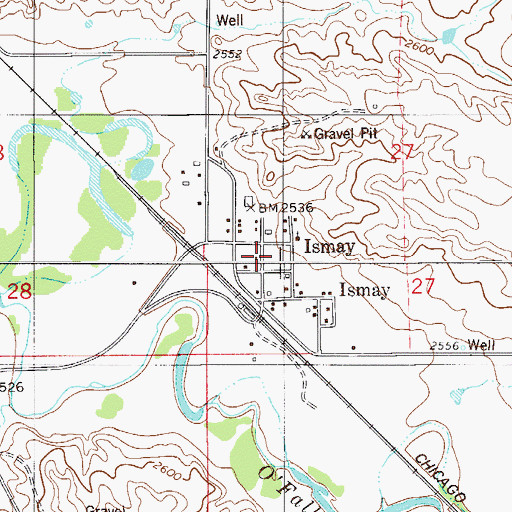 Topographic Map of Town of Ismay, MT