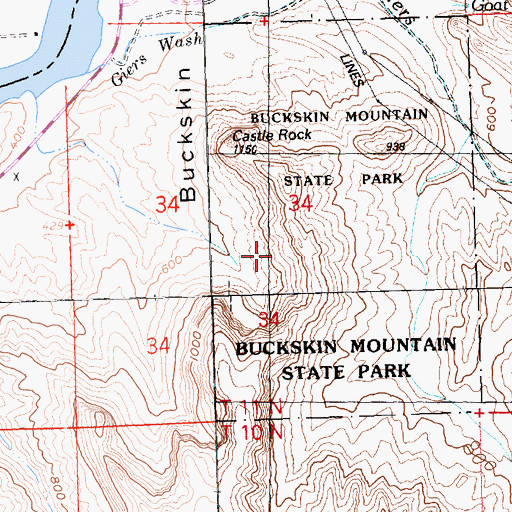 Topographic Map of Bucksin Mountain State Park, AZ