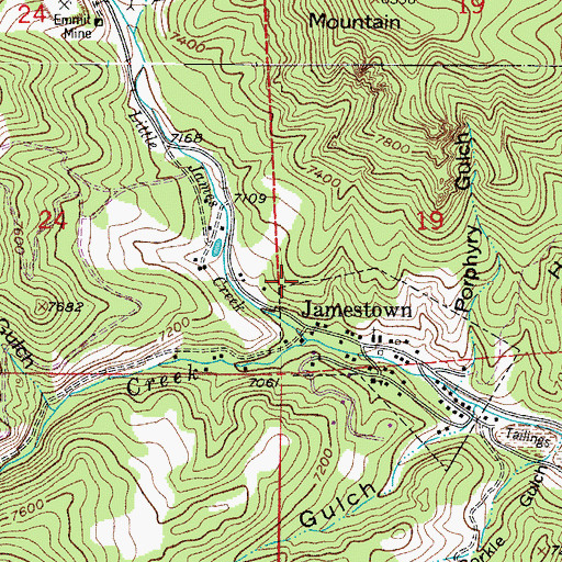 Topographic Map of Town of Jamestown, CO