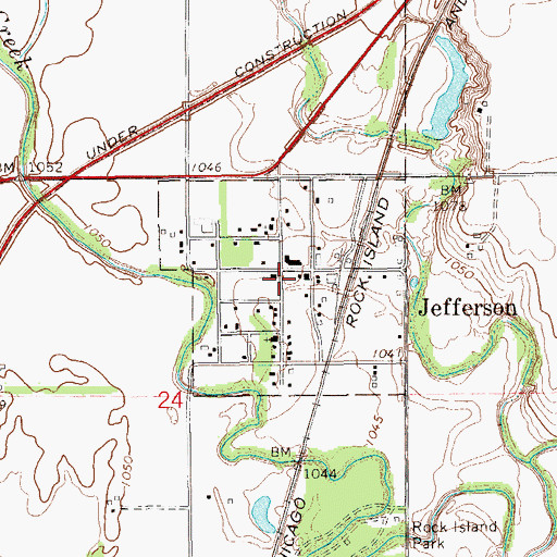 Topographic Map of Town of Jefferson, OK