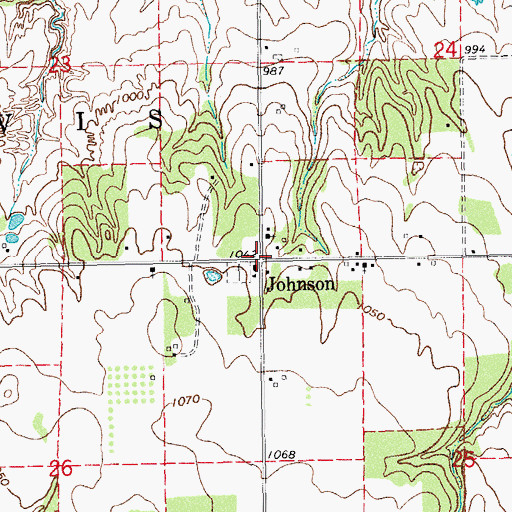 Topographic Map of Town of Johnson, OK