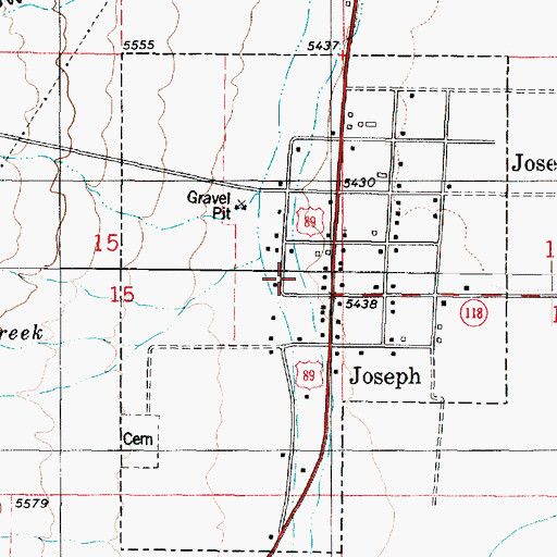 Topographic Map of Town of Joseph, UT