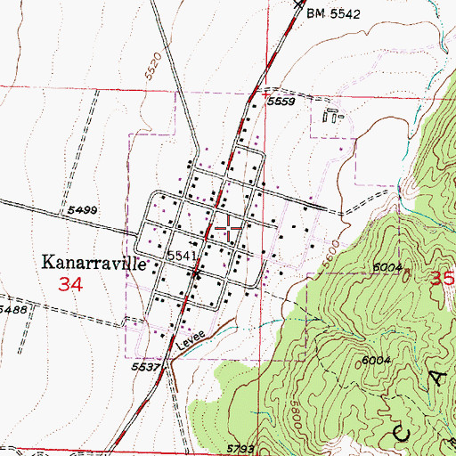 Topographic Map of Town of Kanarraville, UT