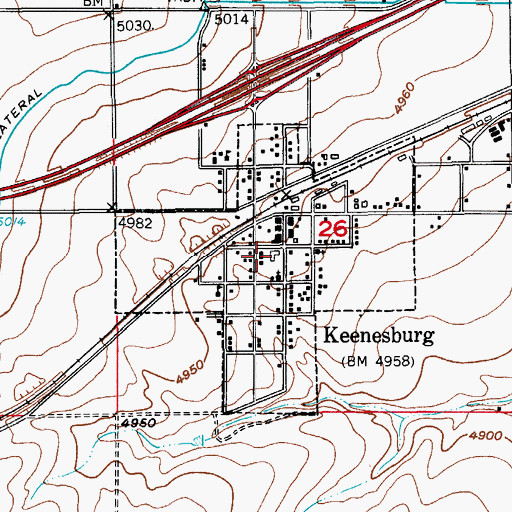 Topographic Map of Town of Keenesburg, CO