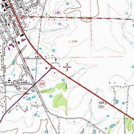 Topographic Map of City of Kemp, TX
