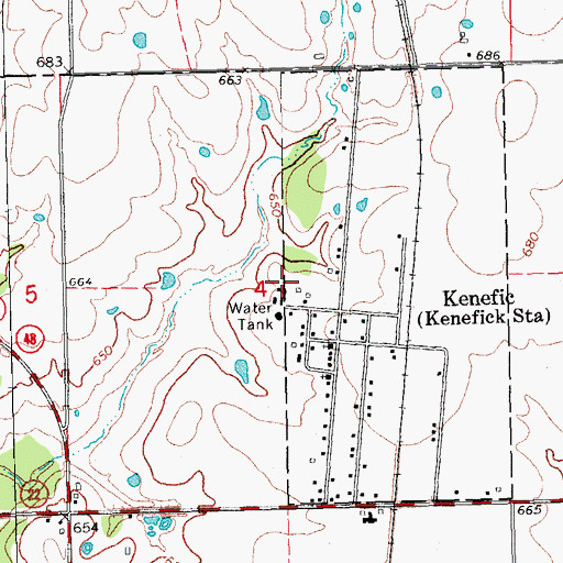 Topographic Map of Town of Kenefic, OK
