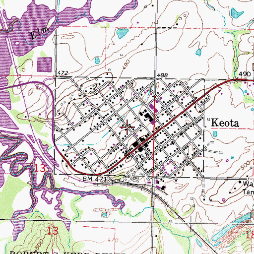 Topographic Map of Town of Keota, OK