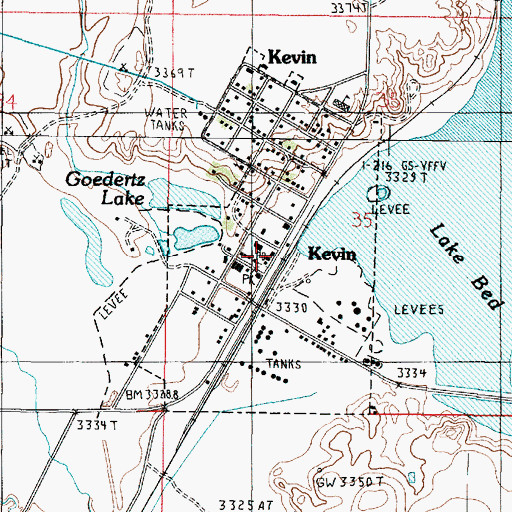 Topographic Map of Town of Kevin, MT