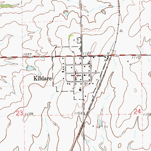 Topographic Map of Town of Kildare, OK