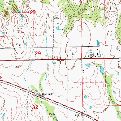 Topographic Map of Town of Kingston, OK