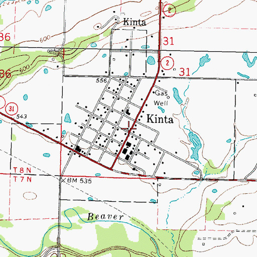Topographic Map of Town of Kinta, OK