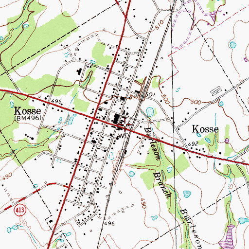 Topographic Map of Town of Kosse, TX