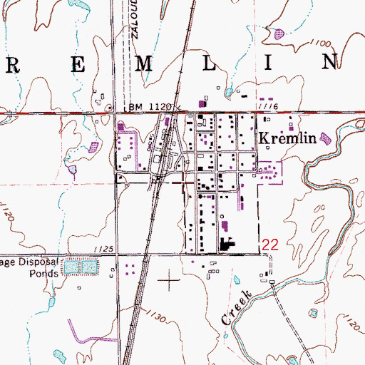 Topographic Map of Town of Kremlin, OK