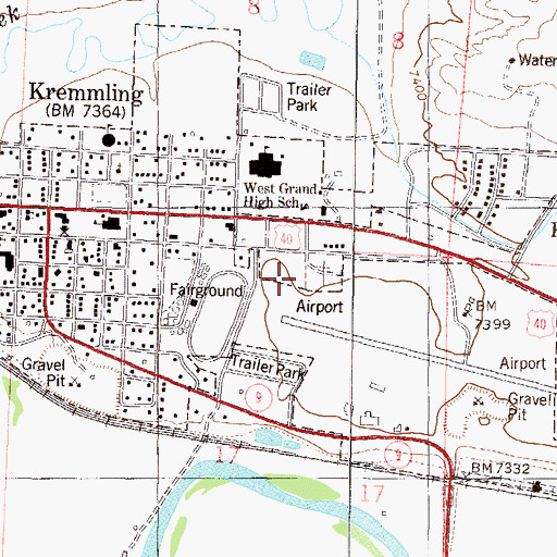 Topographic Map of Town of Kremmling, CO