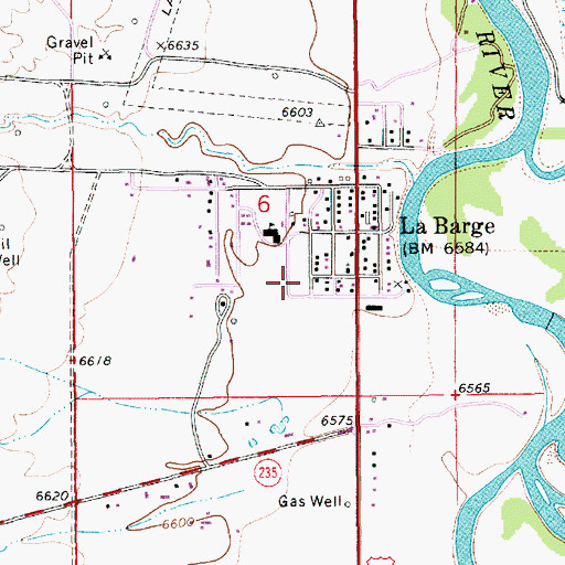 Topographic Map of Town of La Barge, WY
