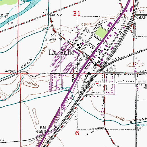 Topographic Map of Town of La Salle, CO