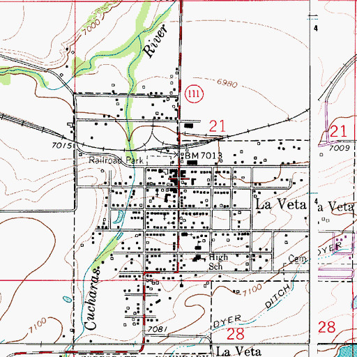 Topographic Map of Town of La Veta, CO