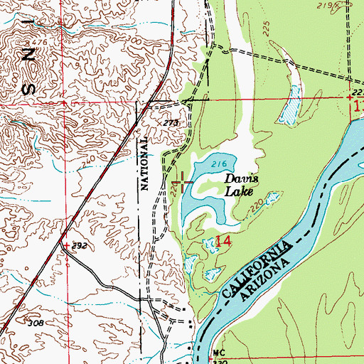 Topographic Map of Davis Lake, CA